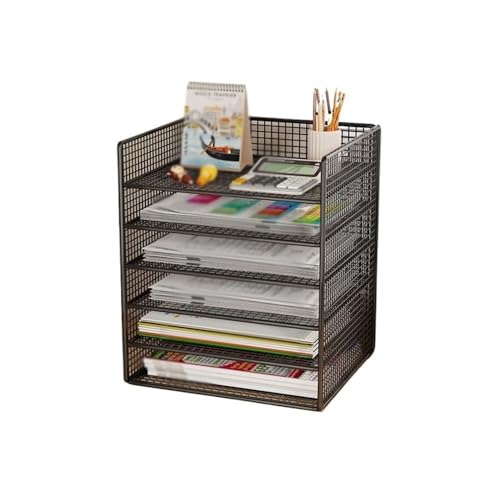 YANG11FAN Aktenhalter Wiremesh Briefablage mit 6 Ebenen, Dokumentenablage, A4, Aktenordner, Papier-Organizer, Schreibtisch-Organizer Ordner Organizer(Schwarz) von YANG11FAN