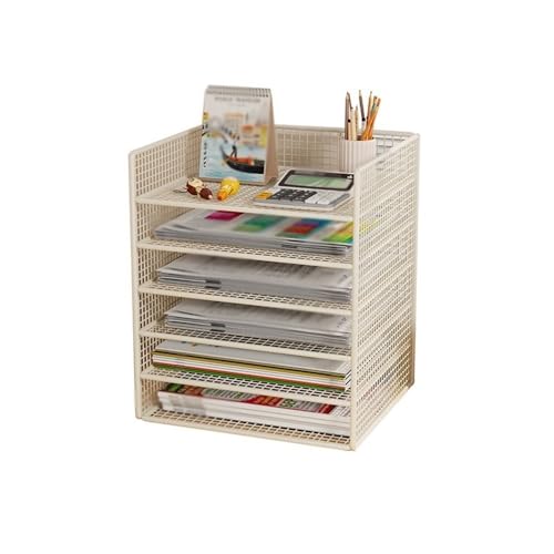 YANG11FAN Aktenhalter Wiremesh Briefablage mit 6 Ebenen, Dokumentenablage, A4, Aktenordner, Papier-Organizer, Schreibtisch-Organizer Ordner Organizer(Weiß) von YANG11FAN