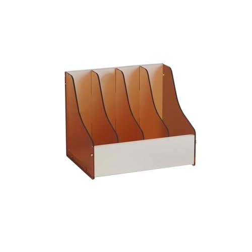 YANG11FAN Aktenhalter Zeitschriftenablage aus Acryl, Ablageregal mit 4 Fächern for Papierzeitschriftendokumente Ordner Organizer(Weiß) von YANG11FAN