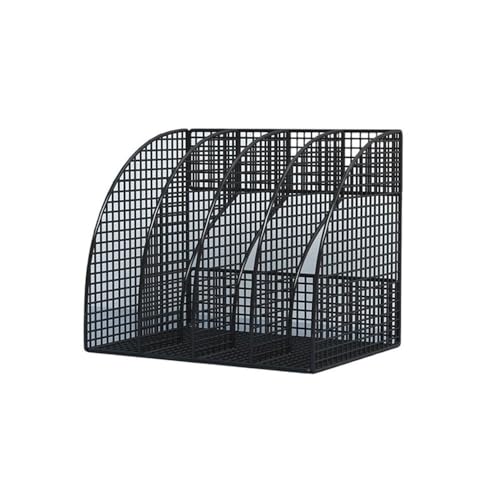 YANG11FAN Aktenordnerhalter, Schreibtisch-Organizer, Metallgitter, vertikaler Schreibtisch-Aktenhalter, 4-teiliger Aktenordner für Büro, Akten-Organizer (schwarz) von YANG11FAN