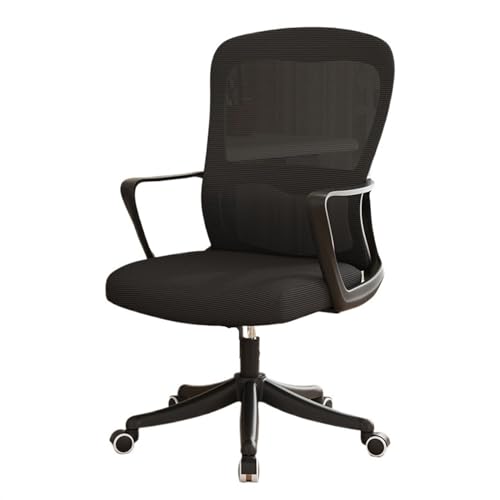 YANG11FAN Bürostuhl Ergonomisch Bürostuhl, ergonomisch, for Büro, Heimschreibtisch, Netzstoff, Feste Armlehne, Chefsessel, Computerstuhl mit Lordosenstütze Schreibtischstuhl(Schwarz) von YANG11FAN
