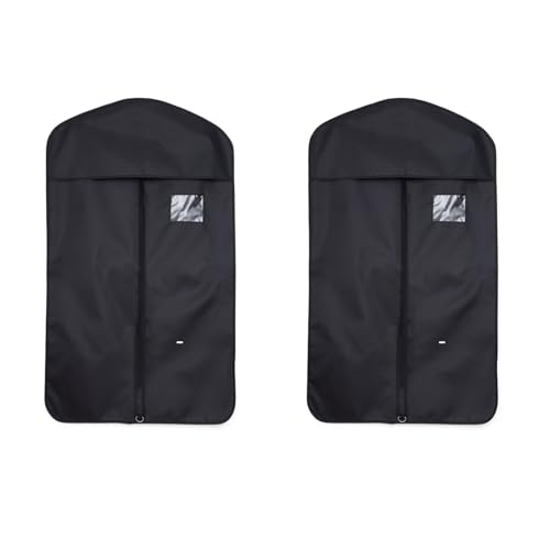 YANGLLYJ 2er-Packkleiderhüllen, Anzugsack für Anzüge Oxford-Stoff für Unterwegs, Waschbare Anzughülle für T-Shirt, Jacke, Anzüge(Black) von YANGLLYJ