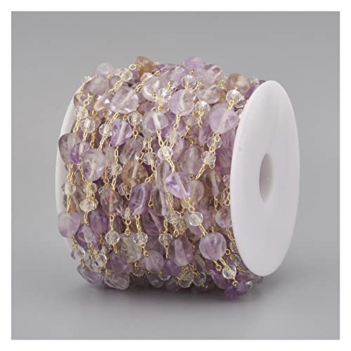 yaoqijie 1M unregelmäßiger Naturstein vergoldet Kupferketten mit Rondelle Glasperlen Halskette Armbandkomponenten DIY. Schmuckherstellung Lasting (Color : Style 2, Size : 1m) von YANGQI