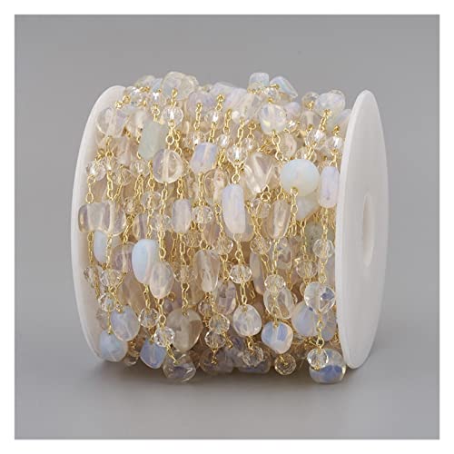 yaoqijie 1M unregelmäßiger Naturstein vergoldet Kupferketten mit Rondelle Glasperlen Halskette Armbandkomponenten DIY. Schmuckherstellung Lasting (Color : Style 3, Size : 1m) von YANGQI