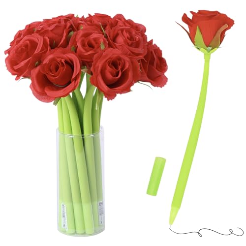 10 Stück kreative Blumenstifte mit künstlichen Rosen in Rosenform, Kugelschreiber, schwarz, 0,5 mm, Gel-Tintenroller für Mädchen, Frauen, Lehrer, Zuhause, Büro, Schule, Schreibtischdekoration, Rot 10 Stück kreative Blumenstifte mit künstlichen Rosen in Rosenform, Kugelschreiber, schwarz, 0,5 mm, Gel-Tintenroller für Mädchen, Frauen, Lehrer, Zuhause, Büro, Schule, Schreibtischdekoration, Rot von YANGSHINE