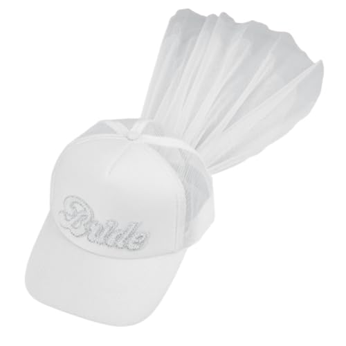 YANGSHINE Baseballhut für die Braut, mit abnehmbarem Schleier, für Junggesellinnenabschiede, Hochzeit, Verlobung, Party, Weiß YANGSHINE Baseballhut für die Braut, mit abnehmbarem Schleier, für Junggesellinnenabschiede, Hochzeit, Verlobung, Party, Weiß von YANGSHINE