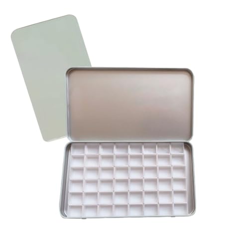YANGSHINE Halbschalen aus Kunststoff mit Aquarell-Palette, leer, grüne Aquarellpalette, leerer Metallkasten für Aquarellfarben, Künstler (17 x 10 cm), 48 Stück von YANGSHINE