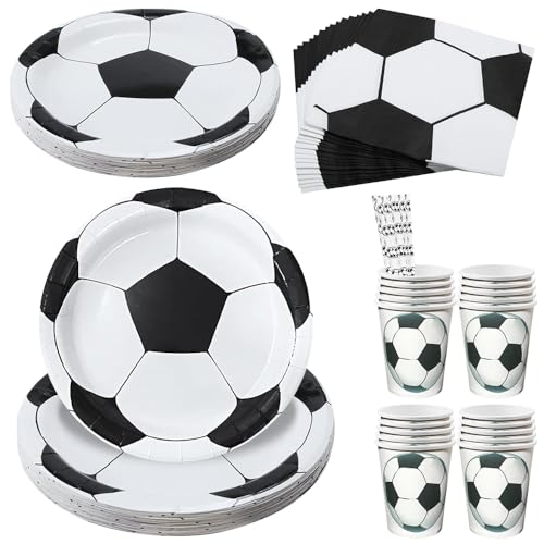 YANGUN 100 Stück Fußball Partygeschirr Set, Fußball Geburtstag Geschirr Partyteller, Fußball Pappteller Becher Servietten, fussball Kindergeburtstag Junge Party set für 20 Gäste YANGUN 100 Stück Fußball Partygeschirr Set, Fußball Geburtstag Geschirr Partyteller, Fußball Pappteller Becher Servietten, fussball Kindergeburtstag Junge Party set für 20 Gäste von YANGUN