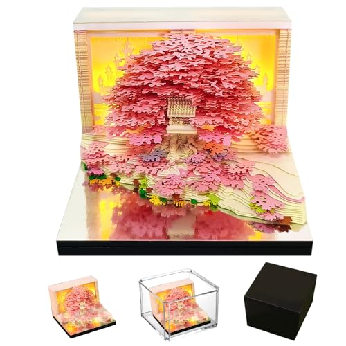 YANGUN 3D Kalender 2026, 3D-Notizblock mit Licht und Staubschutz, 3D Abreißkalender 2026, Kreative Magic Baum Haftnotizen für Büro, Zuhause, Geschenke von YANGUN
