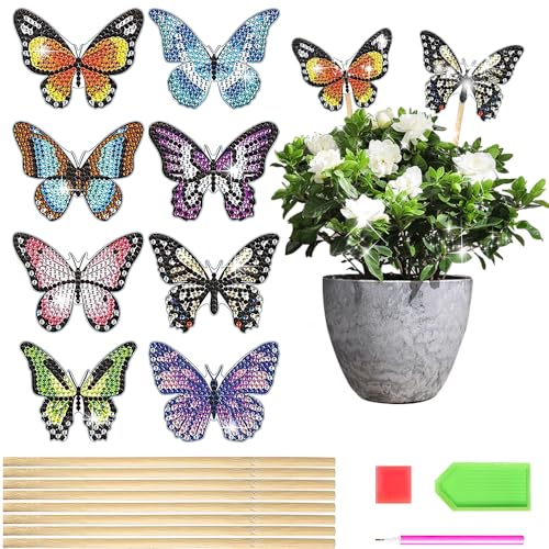 YANGUN 8 Stück Schmetterling Diamond Painting Kits, Schmetterling Stakes Diamant Kunst Kits, Diamond Painting Art für Garten Dekor, Schmetterling Diamant Painting Ornaments Zubehör YANGUN 8 Stück Schmetterling Diamond Painting Kits, Schmetterling Stakes Diamant Kunst Kits, Diamond Painting Art für Garten Dekor, Schmetterling Diamant Painting Ornaments Zubehör von YANGUN