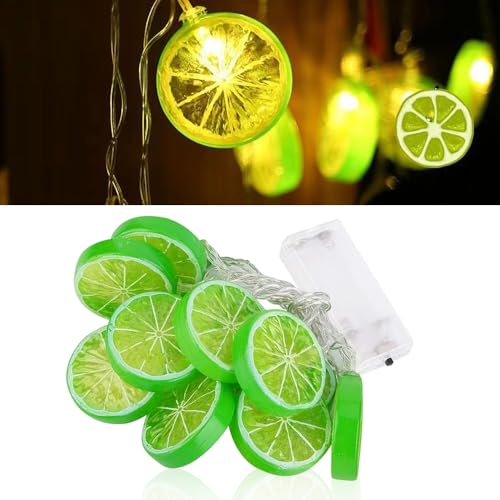 YANGUN Lichterkette Batterie, 1.5 m Led Lichterkette Mit Batterie, Fairy Lights Mit Zitronenscheibe, Für Terrasse, Wohnzimmer, Schlafzimmer, Party, Hochzeit, Karneval, Innen Und Außen (Grün) von YANGUN