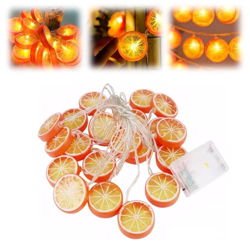 YANGUN Lichterkette Batterie, 3.2 m Led Lichterkette Mit Batterie, Fairy Lights Mit Zitronenscheibe, Für Terrasse, Wohnzimmer, Schlafzimmer, Party, Hochzeit, Karneval, Innen Und Außen (Orange) von YANGUN