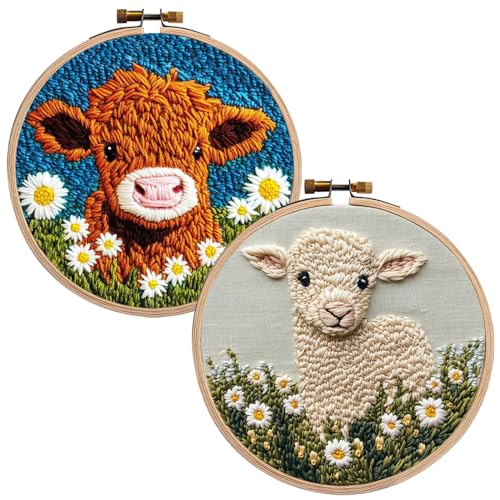 YANGUN Stanznadel-Set für Anfänger, 2-teiliges Stickset, Hakenset für Kinder und Erwachsene, niedliches Bastelarbeiten, perfekt für Festival-Dekorationen und Geschenke, inklusive Einfädler aus YANGUN Stanznadel-Set für Anfänger, 2-teiliges Stickset, Hakenset für Kinder und Erwachsene, niedliches Bastelarbeiten, perfekt für Festival-Dekorationen und Geschenke, inklusive Einfädler aus von YANGUN