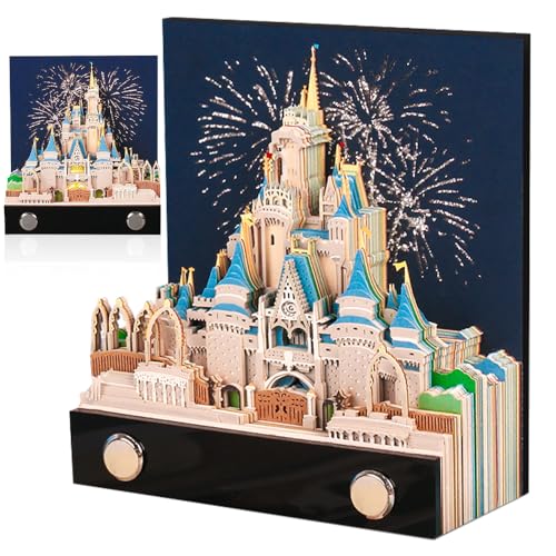 YANGUN Time Piece Kalender, 2026 Tischkalender mit LED-Licht, 3D-Papierschnitzerei, Kunst, Notizblock, Geschenk für Weihnachten, Einweihung, Desktop-Dekoration (mit Kalender und Licht) von YANGUN