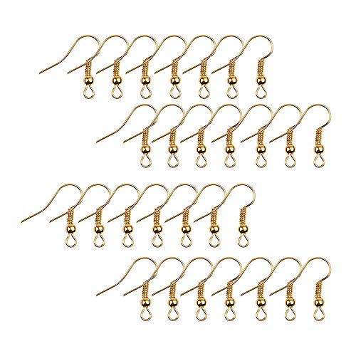 100 Stück K Gold Ohrringhaken, Ohrring Haken vergoldet mit durchsichtigen 100 Stück Ohrring Sicherheitsrücken für Schmuckherstellung DIY von YANGWEN