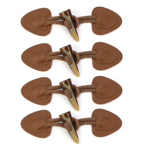 4 Stück Leder Knebelknopf, Knebelknöpfe Mit Verschluss Leder Knebelknopf, Mantel Für Diy Handwerk Kleidung Nähen Dekoration Zubehör,Braun von YANGWEN