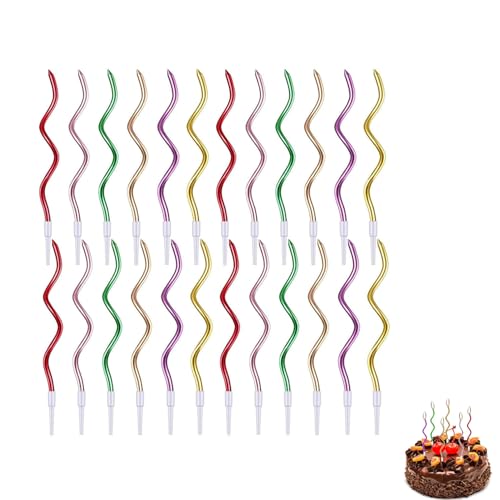 YANGWEN 36 Stück Champagner-Metallisch Mischfarbe Spiral-Geburtstagskerzen - Elegante Kuchenkerzen mit Halter für Torten & Cupcakes - Ideal für Geburtstage, Hochzeiten & Partys von YANGWEN