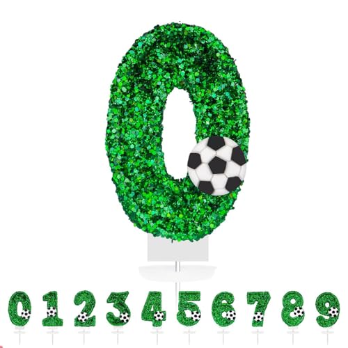 YANGWEN Geburtstagskerze, 3D Geburtstagskerzen Kinder Kerzen Geburtstag Fußball Geburtstagskerzen Zahlen 0. Geburtstag Junge von YANGWEN