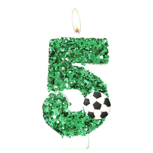 YANGWEN Geburtstagskerze, 3D Geburtstagskerzen Kinder Kerzen Geburtstag Fußball Geburtstagskerzen Zahlen 5. Geburtstag Junge von YANGWEN