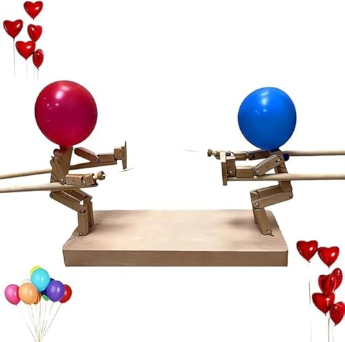 YANGYANGDA Handgefertigte Holzzaunpuppen, Luftballon-Bambus-Mann-Kampf, Ballon-Partyspiele, schneller Ballonkampf, Partyspiele, Holzkämpfer mit Ballonkopf (1 Set) von YANGYANGDA