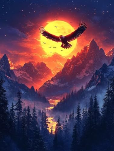 Adler Diamond Painting (35x50cm), Diamant Painting Bilder Berg Crystal Art 5D DIY Eckige Steine Diamant Malerei Cross Stitch Stickerei Basteln Erwachsene für Deko Wohnzimmer, Geschenke -yym2507I5 von YANGYUMBOU