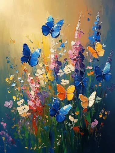 Diamond Painting Blume Diamond Painting Erwachsene, 5D DIY Crystal Art Schmetterling Muster Quadratische Steine Vollbohrer Mosaik Bastelset Erwachsene für Zimmer Deko, Geschenke (80x110cm) -yym2507CU von YANGYUMBOU