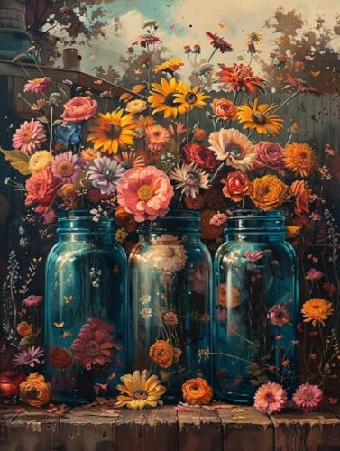 Diamond Painting Blume Diamond Painting Erwachsene, 5D DIY Crystal Art Vase Muster Quadratische Steine Vollbohrer Mosaik Bastelset Erwachsene für Zimmer Deko, Geschenke 100 x 135 cm -yym2507JFW8O von YANGYUMBOU
