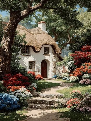 Diamond Painting Häuser Diamond Painting Erwachsene, 5D DIY Crystal Art Landschaft Muster Quadratische Steine Vollbohrer Mosaik Bastelset Erwachsene für Zimmer Deko, Geschenke (100x135cm) -yym2507A2 von YANGYUMBOU