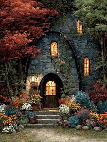 Diamond Painting Häuser Diamond Painting Erwachsene, 5D DIY Crystal Art Landschaft Muster Quadratische Steine Vollbohrer Mosaik Bastelset Erwachsene für Zimmer Deko, Geschenke 30 x 40 cm -yym2507CH von YANGYUMBOU