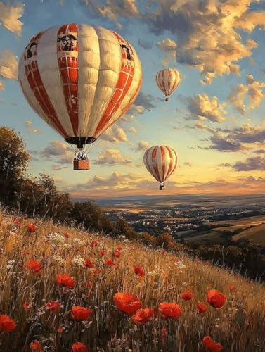 Diamond Painting Heißluftballon Diamond Painting Erwachsene, 5D DIY Crystal Art Natur Muster Quadratische Steine Vollbohrer Mosaik Bastelset Erwachsene für Zimmer Deko, Geschenke 20x30cm -yym250788 von YANGYUMBOU