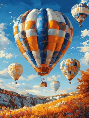 Diamond Painting Heißluftballon Diamond Painting Erwachsene, Crystal Art Landschaft Muster Quadratische Steine Vollbohrer Mosaik Bastelset Erwachsene für Zimmer Deko, Geschenke (20x30cm) -yym25071J von YANGYUMBOU