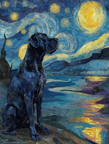 Diamond Painting Hund Diamond Painting Erwachsene, 5D DIY Crystal Art Sternenhimmel Muster Quadratische Steine Vollbohrer Mosaik Bastelset Erwachsene für Zimmer Deko, Geschenke 100x135cm -yym2507NW von YANGYUMBOU