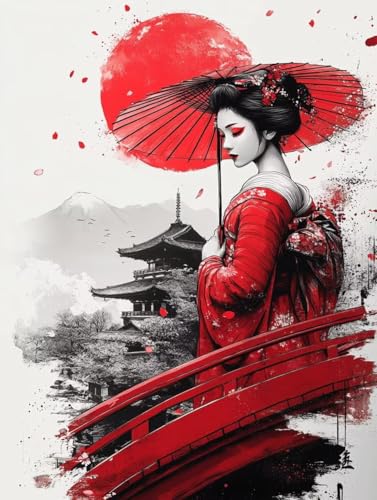 Diamond Painting Japan Diamond Painting Erwachsene, 5D DIY Crystal Art Frau Muster Quadratische Steine Vollbohrer Mosaik Bastelset Erwachsene für Zimmer Deko, Geschenke für Frauen (40x55cm) -yym2507K5 von YANGYUMBOU