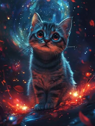 Diamond Painting Katze Diamond Painting Erwachsene, 5D DIY Crystal Art Tier Muster Quadratische Steine Vollbohrer Mosaik Bastelset Erwachsene für Zimmer Deko, Geschenke 30 x 40 cm -yym2507K4J0C von YANGYUMBOU