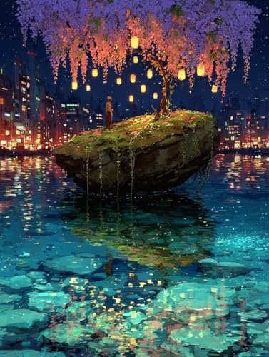 Diamond Painting Stadt Diamond Painting Erwachsene, 5D DIY Crystal Art Landschaft Muster Quadratische Steine Vollbohrer Mosaik Bastelset Erwachsene für Zimmer Deko, Geschenke 20 x 30 cm -yym2507MN von YANGYUMBOU