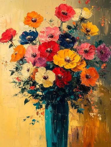 Diamond Painting Vase Diamond Painting Erwachsene, 5D DIY Crystal Art Blume Muster Quadratische Steine Vollbohrer Mosaik Bastelset Erwachsene für Zimmer Deko, Geschenke (100x135cm) -yym2507V882L von YANGYUMBOU