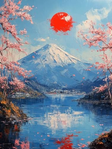 Diamond Painting Vulkan Fuji Diamond Painting Erwachsene, 5D DIY Crystal Art Japan Muster Quadratische Steine Vollbohrer Mosaik Bastelset Erwachsene für Zimmer Deko, Geschenke (20x30cm) -yym250744 von YANGYUMBOU