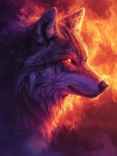 Diamond Painting Wolf Diamond Painting Erwachsene, 5D DIY Crystal Art Tier Muster Quadratische Steine Vollbohrer Mosaik Bastelset Erwachsene für Zimmer Deko, Geschenke für Frauen (60x80cm) -yym25078D von YANGYUMBOU