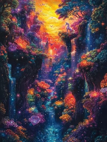 Einhorn Diamond Painting 90 x 120 cm, Diamant Painting Bilder Traum Crystal Art 5D DIY Eckige Steine Diamant Malerei Cross Stitch Stickerei Basteln Erwachsene für Deko Wohnzimmer, Geschenke -yym2507W2 von YANGYUMBOU