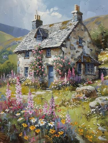 Häuser Diamond Painting (90x120cm), Diamant Painting Bilder Landschaft Crystal Art Eckige Steine Diamant Malerei Cross Stitch Stickerei Basteln Erwachsene für Deko Wohnzimmer, Geschenke -yym250793 von YANGYUMBOU