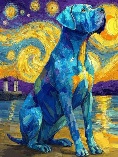 Hund Diamond Painting (90x120cm), Diamant Painting Bilder Tier Crystal Art 5D DIY Eckige Steine Diamant Malerei Cross Stitch Stickerei Basteln Erwachsene für Deko Wohnzimmer, Geschenke -yym2507NO von YANGYUMBOU