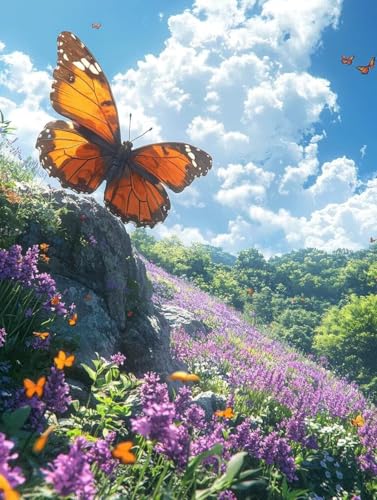 Landschaft Diamond Painting (90x120cm), Diamant Painting Bilder Schmetterling Crystal Art Eckige Steine Diamant Malerei Cross Stitch Stickerei Basteln Erwachsene für Deko Wohnzimmer -yym25079ANKN von YANGYUMBOU