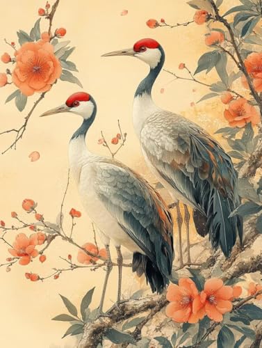 Mandschurenkranich Diamond Painting 90 x 120 cm, Diamant Painting Bilder Blume Crystal Art Eckige Steine Diamant Malerei Cross Stitch Stickerei Basteln Erwachsene für Deko Wohnzimmer -yym2507LV von YANGYUMBOU