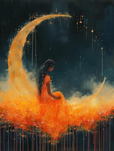 Mond Diamond Painting 90x120cm, Diamant Painting Bilder Frau Crystal Art 5D DIY Eckige Steine Diamant Malerei Cross Stitch Stickerei Basteln Erwachsene für Deko Wohnzimmer, Geschenke -yym2507BM von YANGYUMBOU