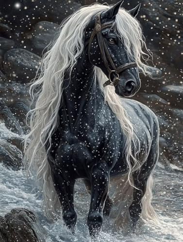 Pferd Diamond Painting (25x35cm), Diamant Painting Bilder Tier Crystal Art 5D DIY Eckige Steine Diamant Malerei Cross Stitch Stickerei Basteln Erwachsene für Deko Wohnzimmer, Geschenke -yym2507NM von YANGYUMBOU