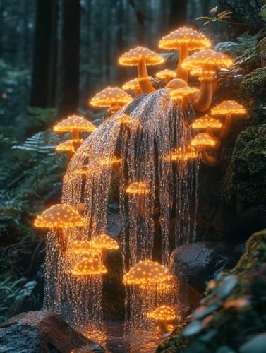 Pilz Diamond Painting 50 x 70 cm, Diamant Painting Bilder Fallen Crystal Art 5D DIY Eckige Steine Diamant Malerei Cross Stitch Stickerei Basteln Erwachsene für Deko Wohnzimmer, Geschenke -yym2507YT von YANGYUMBOU