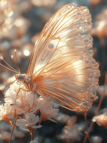 Schmetterling Diamond Painting 90 x 120 cm, Diamant Painting Bilder Blume Crystal Art Eckige Steine Diamant Malerei Cross Stitch Stickerei Basteln Erwachsene für Deko Wohnzimmer, Geschenke -yym2507F6 von YANGYUMBOU