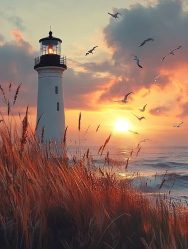 Sonnenuntergang Diamond Painting (70x95cm), Diamant Painting Bilder Landschaft Crystal Art Eckige Steine Diamant Malerei Cross Stitch Stickerei Basteln Erwachsene für Deko Wohnzimmer -yym250709 von YANGYUMBOU