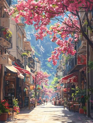 Stadt Diamond Painting 25x35cm, Diamant Painting Bilder Landschaft Crystal Art 5D DIY Eckige Steine Diamant Malerei Cross Stitch Stickerei Basteln Erwachsene für Deko Wohnzimmer, Geschenke -yym25078L von YANGYUMBOU