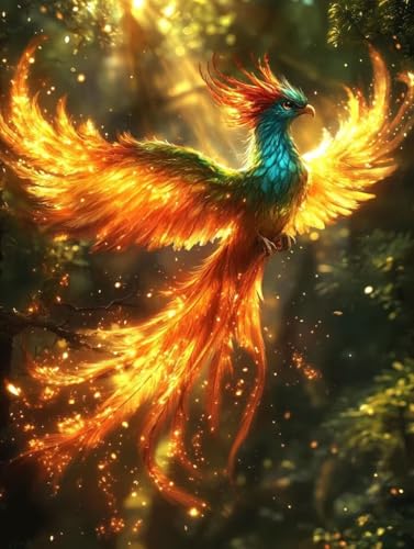 Tier Diamond Painting 25x35cm, Diamant Painting Bilder Phönix Crystal Art 5D DIY Eckige Steine Diamant Malerei Cross Stitch Stickerei Basteln Erwachsene für Deko Wohnzimmer, Geschenke -yym2507M8 von YANGYUMBOU